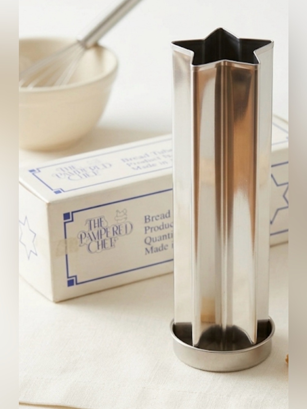 Pampered Chef Star Bread Tube 1570 Vintage New In Box Silver with Instructions
